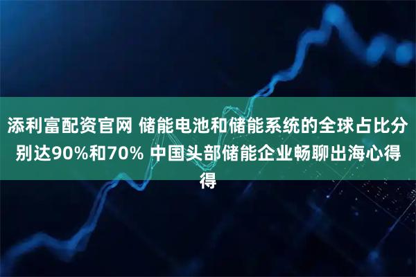 添利富配资官网 储能电池和储能系统的全球占比分别达90%和70% 中国头部储能企业畅聊出海心得